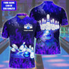 BlueJose Bowling Flame Pattern Multicolor Customized Name 3D Polo Shirt, Personalized Shirts For Bowling Players