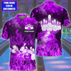BlueJose Bowling Flame Pattern Multicolor Customized Name 3D Polo Shirt, Personalized Shirts For Bowling Players