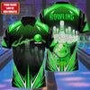 BlueJose Bowling Thunder Pattern Multicolor Customized Name 3D Polo Shirt