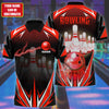BlueJose Bowling Thunder Pattern Multicolor Customized Name 3D Polo Shirt