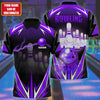 BlueJose Bowling Thunder Pattern Multicolor Customized Name 3D Polo Shirt
