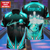 BlueJose Bowling Thunder Pattern Multicolor Customized Name 3D Polo Shirt
