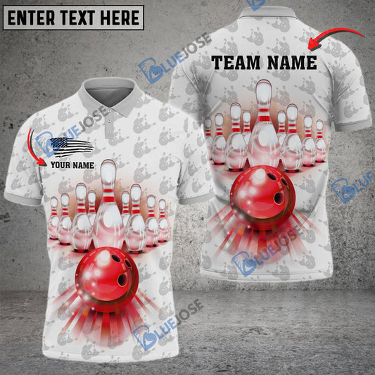 BlueJose Bowling And Pins American Pattern Multicolor Customized Name 3D Shirt ( 4 Colors )