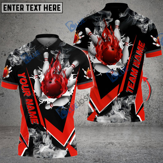 BlueJose Bowling And Pins Flame Declare War Customized Name 3D Shirt (5 Colors)