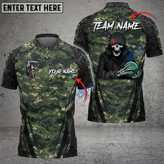 BlueJose Bowling And Pins Reaper Camo Squad Customized Name 3D Shirt (6 Colors)