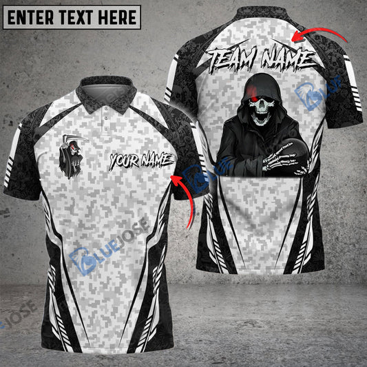 BlueJose Bowling And Pins Reaper Camo Squad Customized Name 3D Shirt (6 Colors)