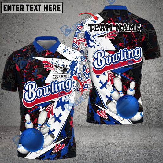 BlueJose Bowling And Pins Graffiti Live Art Pattern Customized Name 3D Shirt (4 Colors)
