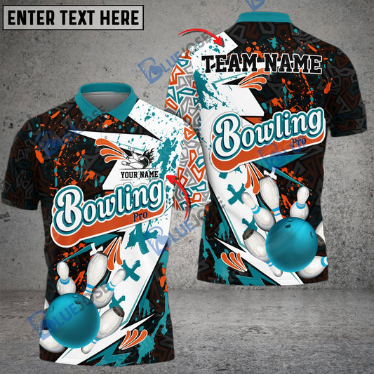 BlueJose Bowling And Pins Graffiti Live Art Pattern Customized Name 3D Shirt (4 Colors)