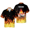 BlueJose Bowling Flame Personalized Name Hawaiian Shirt