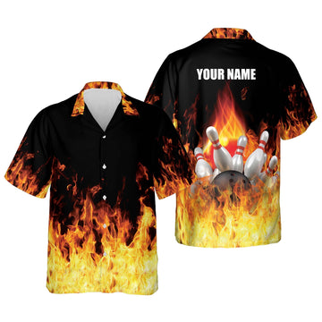 BlueJose Bowling Flame Personalized Name Hawaiian Shirt