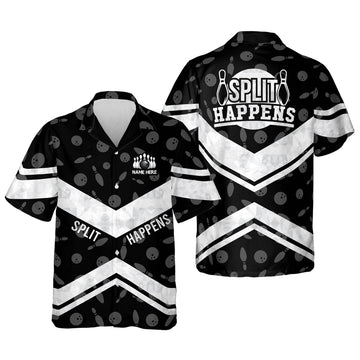 BlueJose Bowling Split Happens Personalized Name Hawaiian Shirt