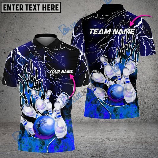 BlueJose Bowling And Pins Electro And Pyro Customized Name 3D Shirt (6 Colors)