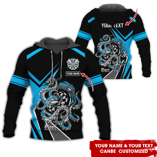 BlueJose Darts & Octopus Pattern Personalized Name, Team Name Hoodie