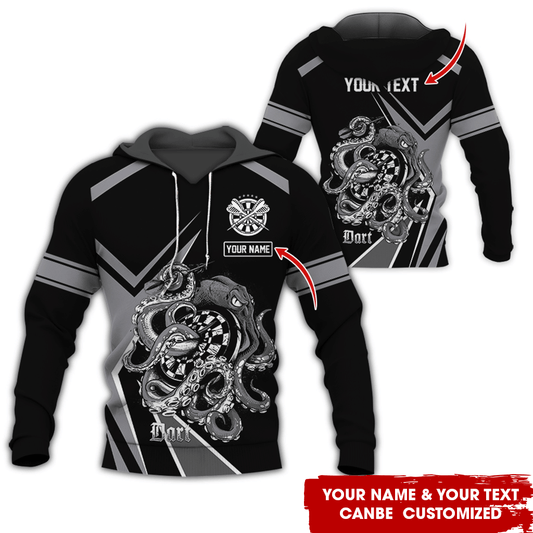 BlueJose Darts & Octopus Pattern Personalized Name, Team Name Hoodie