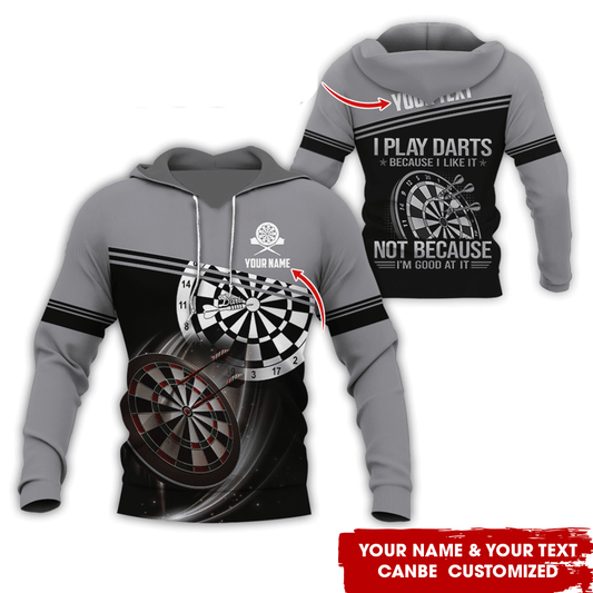 BlueJoseI Play Darts Because I Like It Personalized Name, Team Name Hoodie