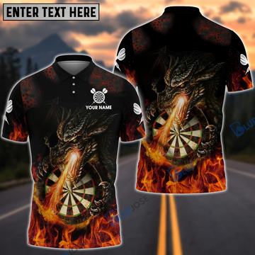 BlueJose Dragon Fire Darts Personalized Name, Team Name Shirt