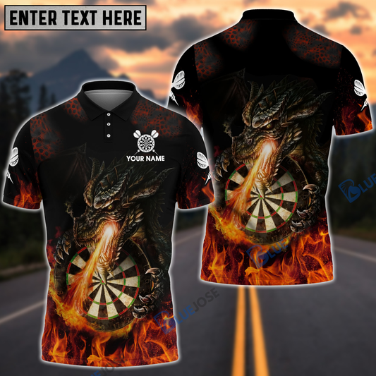 BlueJose Dragon Fire Darts Personalized Name, Team Name Shirt