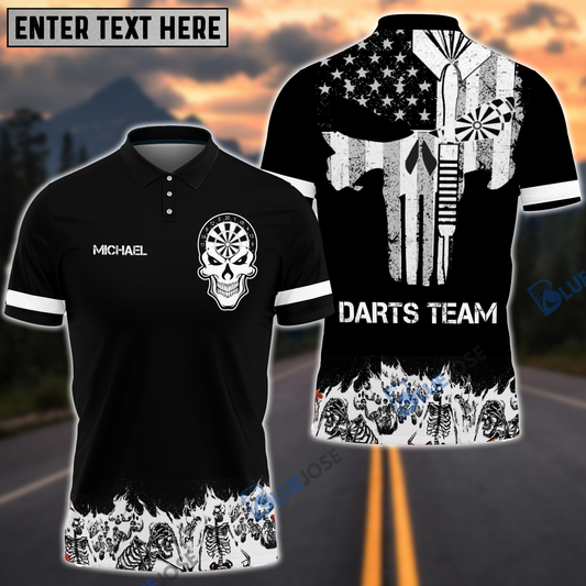 BlueJose Skull Eyes Darts Personalized Name, Team Name Shirt