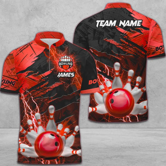 BlueJose Bowling And Pins Thunder Break Multicolor Personalized Name, Team Name 3D Shirt