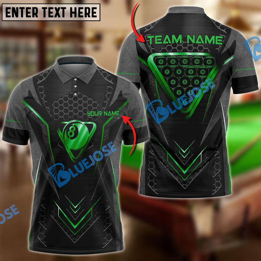 BlueJose Billiards 8 Metal Personalized Name, Team Name Unisex Shirt (4 Colors)