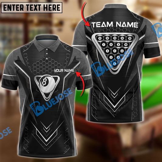 BlueJose Billiards 8 Metal Personalized Name, Team Name Unisex Shirt (4 Colors)