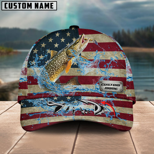 BlueJose Personalized American Pike Water Splash FIshing Classic Cap