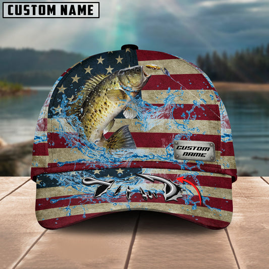BlueJose Personalized American Crappie Water Splash FIshing Classic Cap