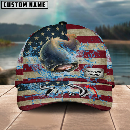 BlueJose Personalized American Catfish Water Splash FIshing Classic Cap