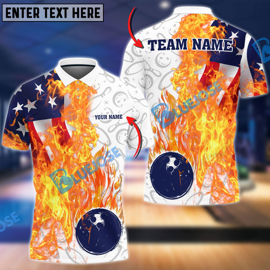 BlueJose Bowling And Pins Blazing America Customized Name, Team Name 3D Shirt