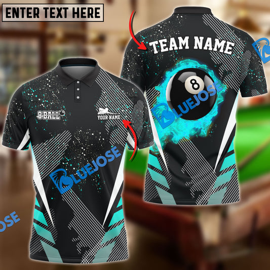 BlueJose Billiards Ball 8 Dream Tournament Personalized Name, Team Name Shirt (6 Colors)