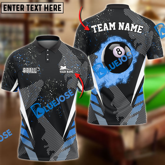 BlueJose Billiards Ball 8 Dream Tournament Personalized Name, Team Name Shirt (6 Colors)