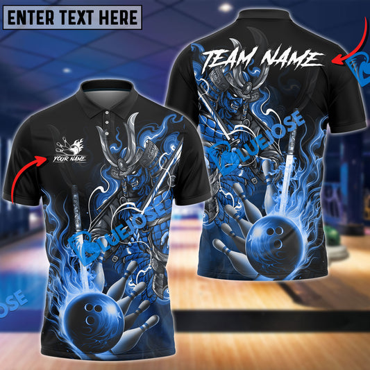 BlueJose Bowling And Pins Burning Oni Samurai Customized Name 3D Shirt (6 Colors)