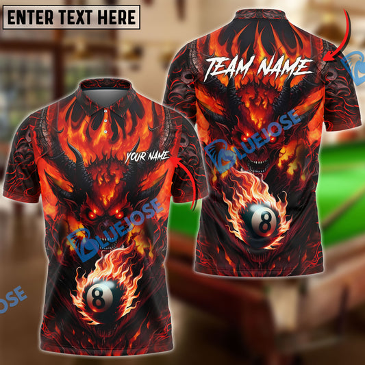BlueJose Billiards Ball 8 Lucifer Devil Personalized Name, Team Name Shirt (6 Colors)