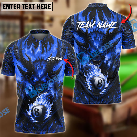 BlueJose Billiards Ball 8 Lucifer Devil Personalized Name, Team Name Shirt (6 Colors)