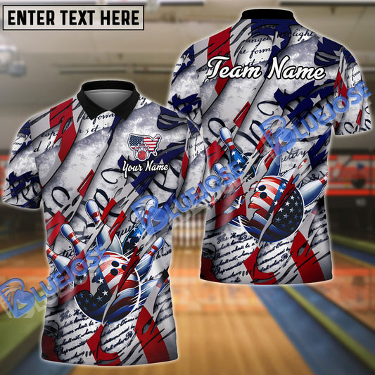 BlueJose Bowling American Patriot Customized Name, Team Name 3D Shirt