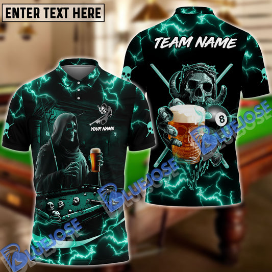 BlueJose Billiards Ball 8 Hell Reaper And Beer Personalized Shirt (4 Colors)
