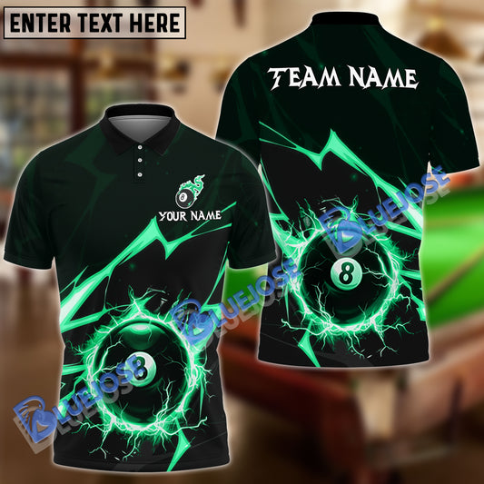 BlueJose Billiards Ball 8 Thunder Strike Down Personalized Name, Team Name Unisex Shirt (4 Colors)