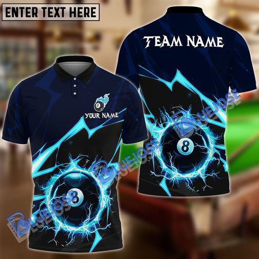 BlueJose Billiards Ball 8 Thunder Strike Down Personalized Name, Team Name Unisex Shirt (4 Colors)