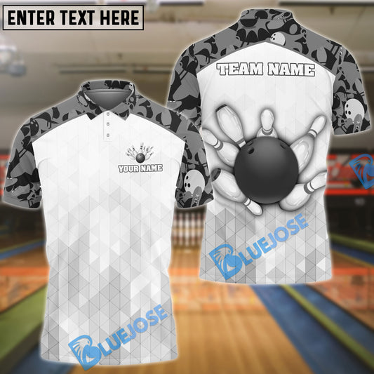 BlueJose Bowling And Pins Color Basic Customized Name, Team Name 3D Shirt (2 Colors)