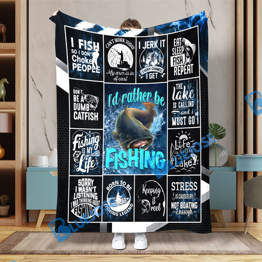 BlueJose Catfish Fishing Lovers Rather Be Blanket