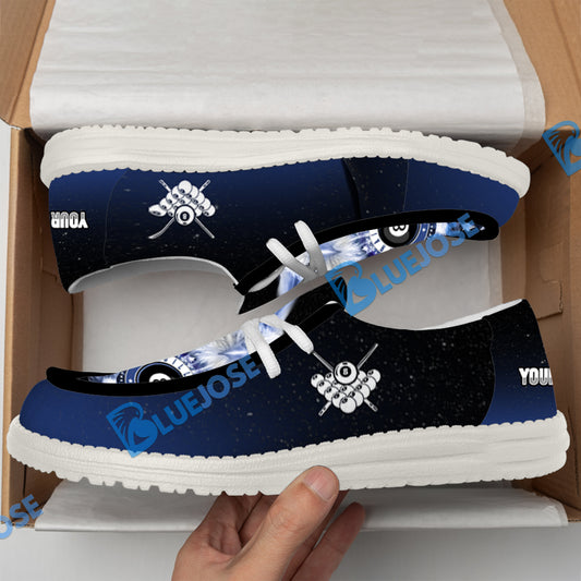 BlueJose Billiards Ball 8 Cross Eagle American Flag White Canvas Loafer Shoes (4 Colors)