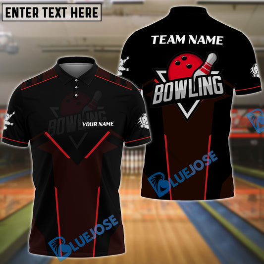 BlueJose Bowling And Pins Sport Basic Customized Name 3D Shirt ( 5 Colors)