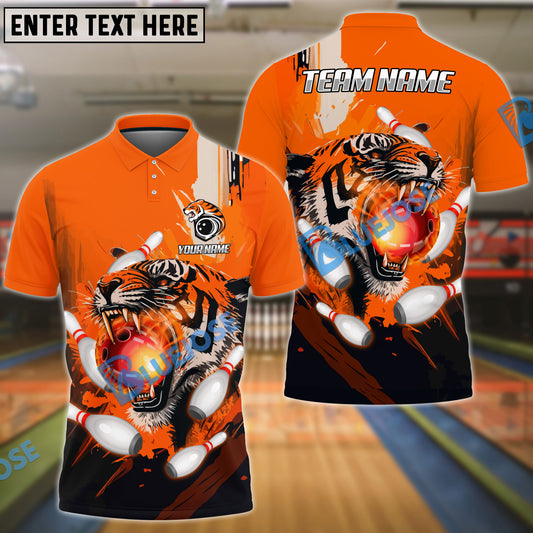 BlueJose Bowling And Pins Tiger Bowl Customized Name 3D Shirt (4 Colors)