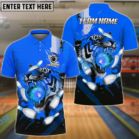 BlueJose Bowling And Pins Tiger Bowl Customized Name 3D Shirt (4 Colors)