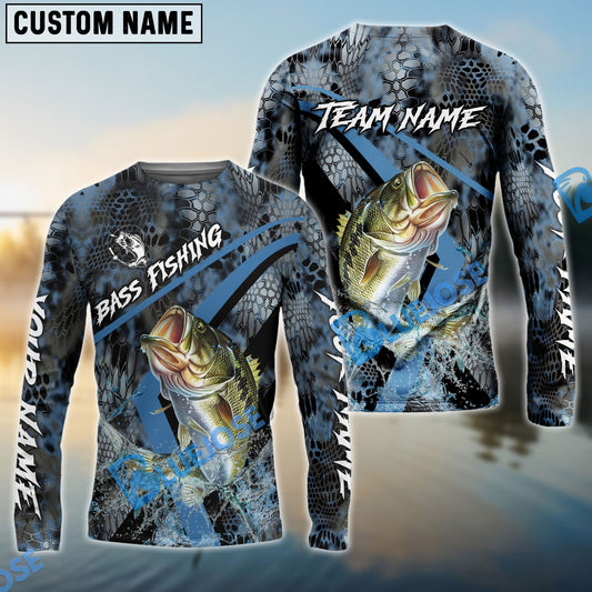 Bluejose Bass Fishing Dark Skin Sport Custom Name & Team Name 3D Shirts