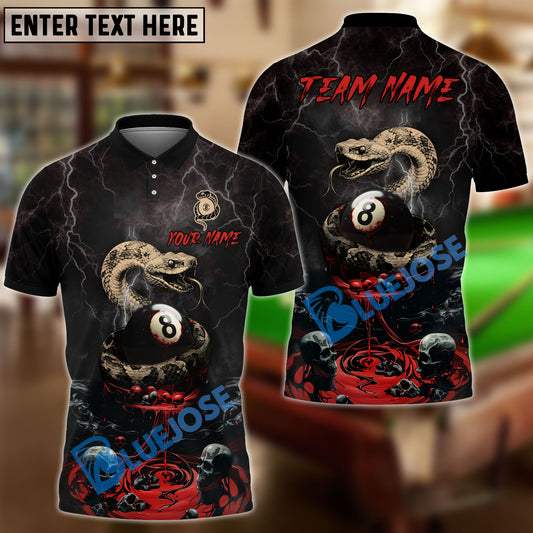 BlueJose Billiards Ball 8 Bloody Snake Personalized Name, Team Name Unisex Shirt (4 Colors)
