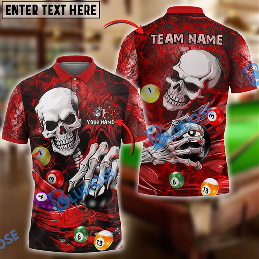 BlueJose Billiards Ball 8 Skull Lightning Personalized Name & Team Name Shirt (4 Colors)