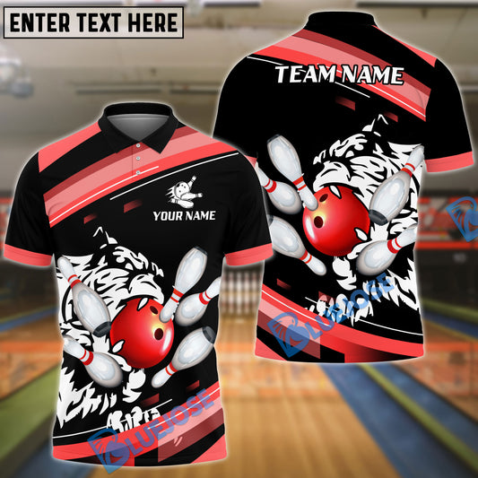 BlueJose Bowling And Pins Tiger Sport Multicolor Options Personalized Name, Team Name 3D Shirt (4 Colors)