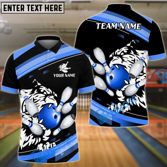 BlueJose Bowling And Pins Tiger Sport Multicolor Options Personalized Name, Team Name 3D Shirt (4 Colors)