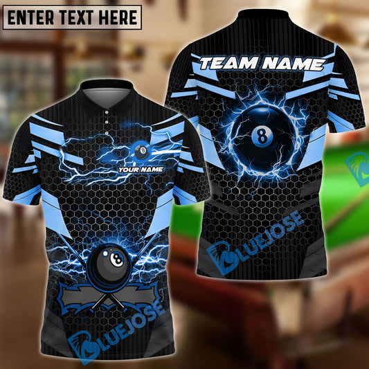 BlueJose Billiards Ball 8 Thunder Lightning Hexagon Personalized Name Team Name Unisex Shirt ( 6 Colors)